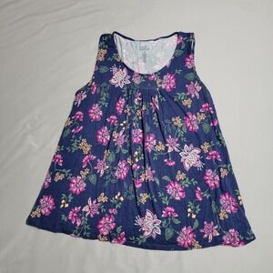 Croft & Barrow Women's Blue Floral Tank Top Size Medium